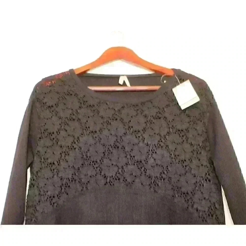 NWT Roper Black Lace Knit Lagenlook Long Sleeve Lightweight Women's Size Small - Picture 2 of 10